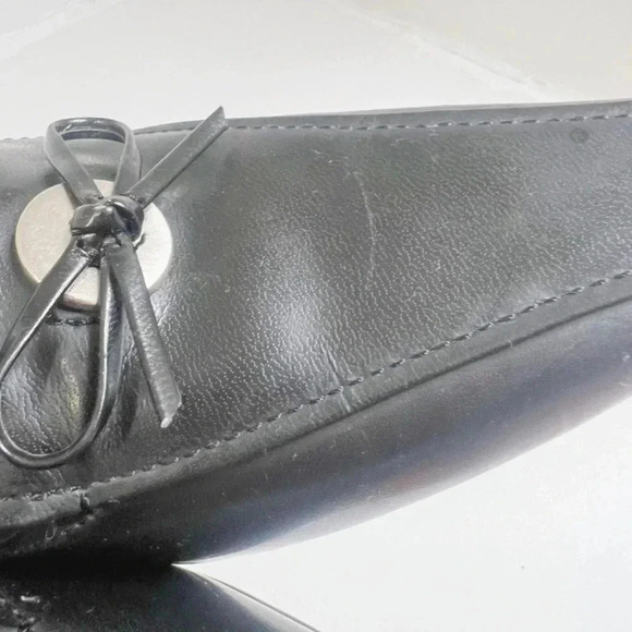 Y2k Merona Allyn Black Leather Kitten Heels Bow Size 5.5 - Picture 9 of 10